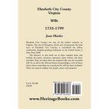 Elizabeth City County, Virginia Wills, 1733-1799 back cover