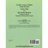 Caroline County, Virginia Death Records, 1919-1994 back cover