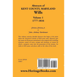 Abstracts of Kent County, Maryland Wills, Volume 1: 1777-1816 back cover