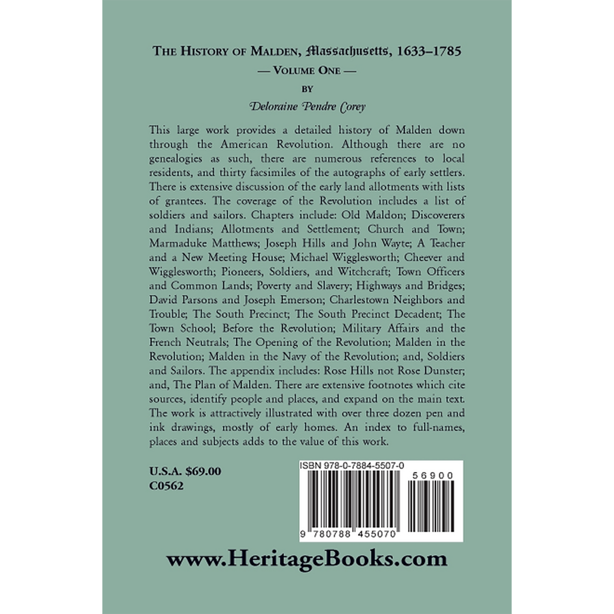 History of Malden, Massachusetts, 1633-1785, Volume 1 back cover