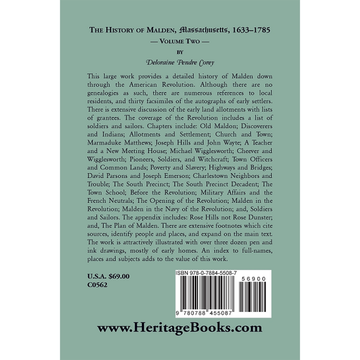 History of Malden, Massachusetts, 1633-1785, Volume 2 back cover