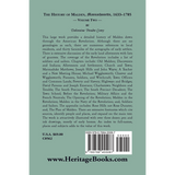 History of Malden, Massachusetts, 1633-1785, Volume 2 back cover