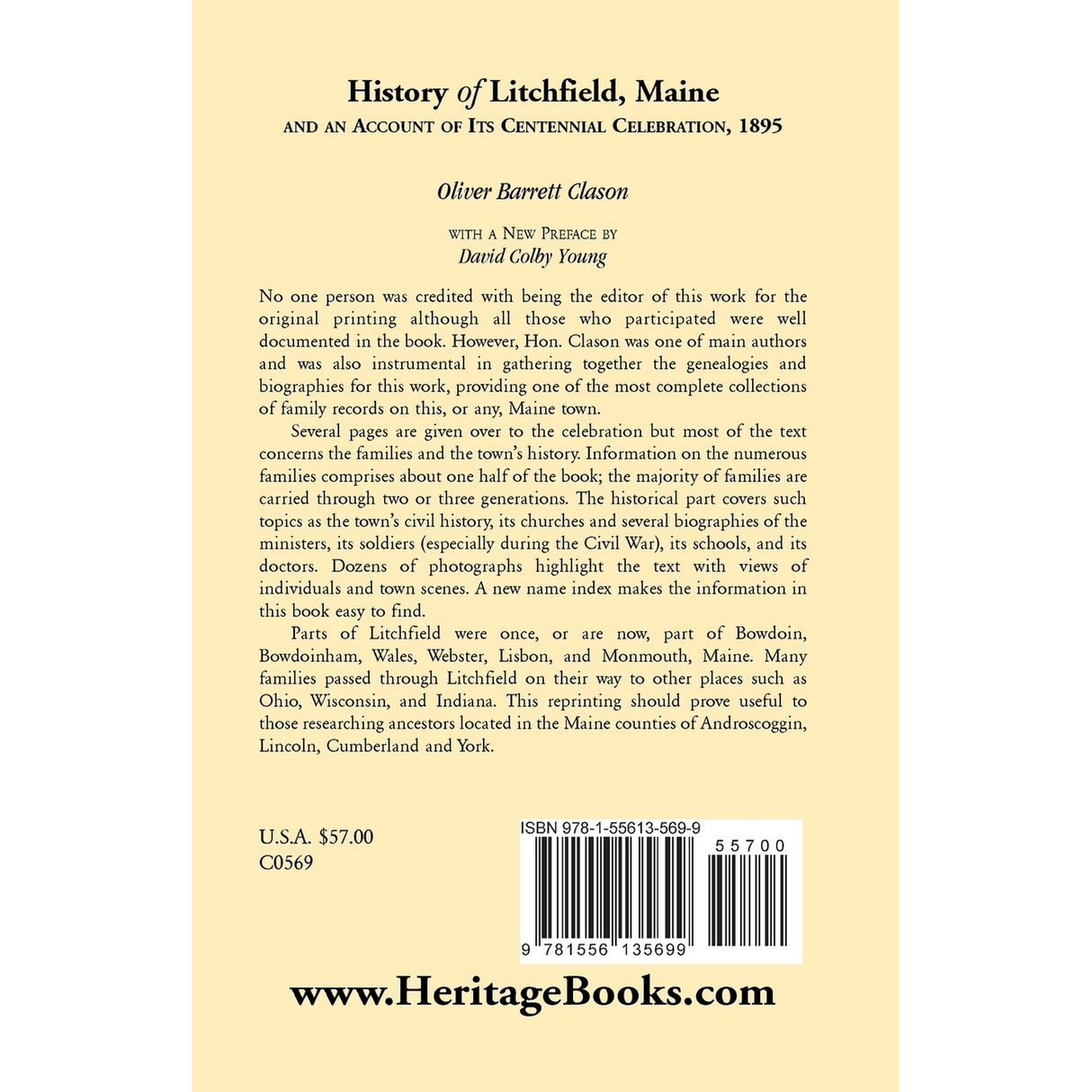 History of Litchfield, Maine: And an account of its Centennial Celebration, 1895, Part 1 and 2 back cover