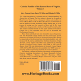 Colonial Families of the Eastern Shore of Virginia, Volume 1 back cover