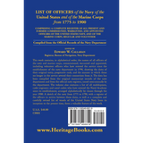 List of Officers of the Navy of the United States and of the Marine Corps from 1775-1900 [paper] back cover