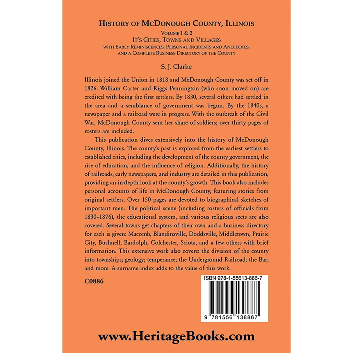 History of McDonough County, Illinois, Its Cities, Towns and Villages, Volume 1 and 2 back cover