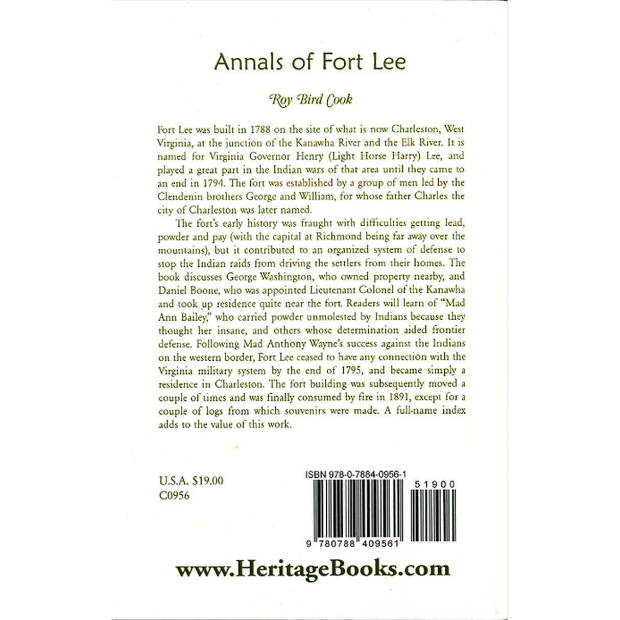 Annals of Fort Lee [West Virginia] back cover
