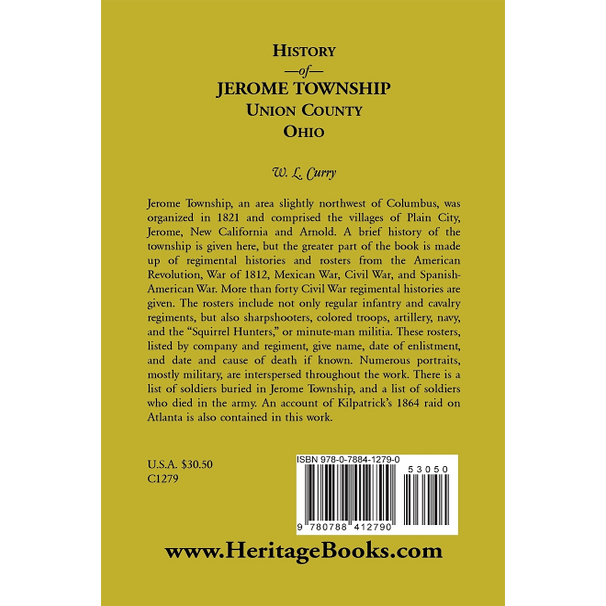 History of Jerome Township, Union County, Ohio back cover