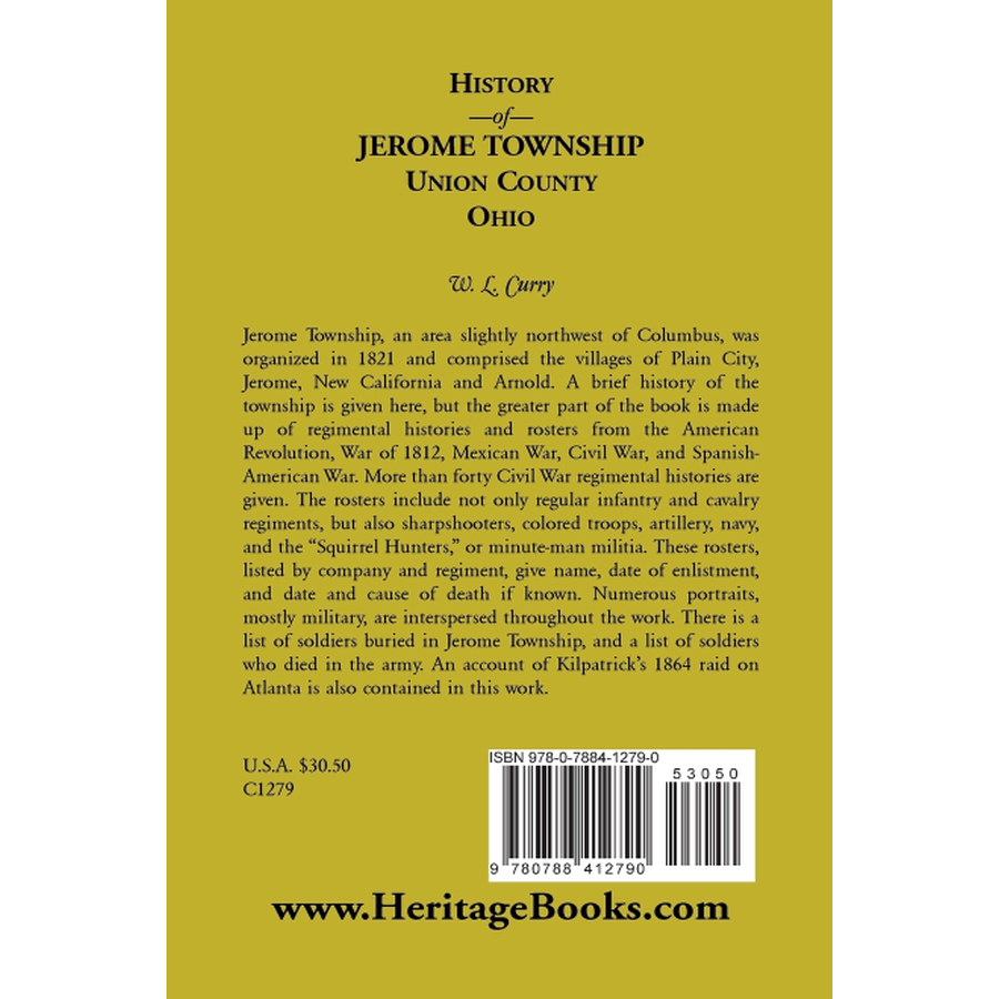 History of Jerome Township, Union County, Ohio back cover