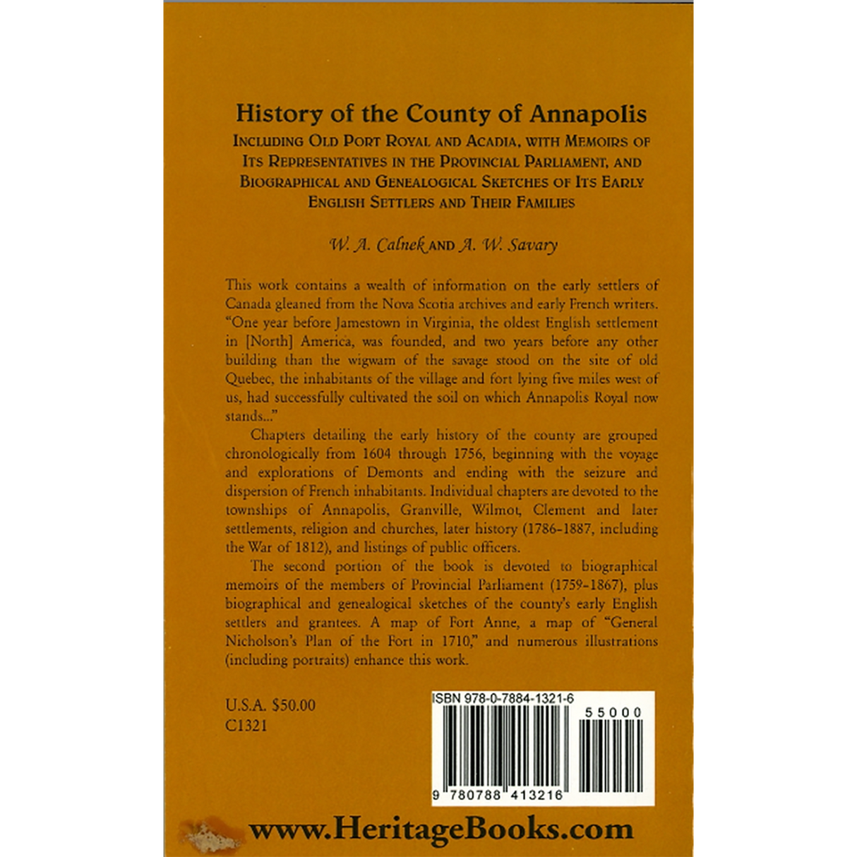 History of the County of Annapolis [Canada] back cover