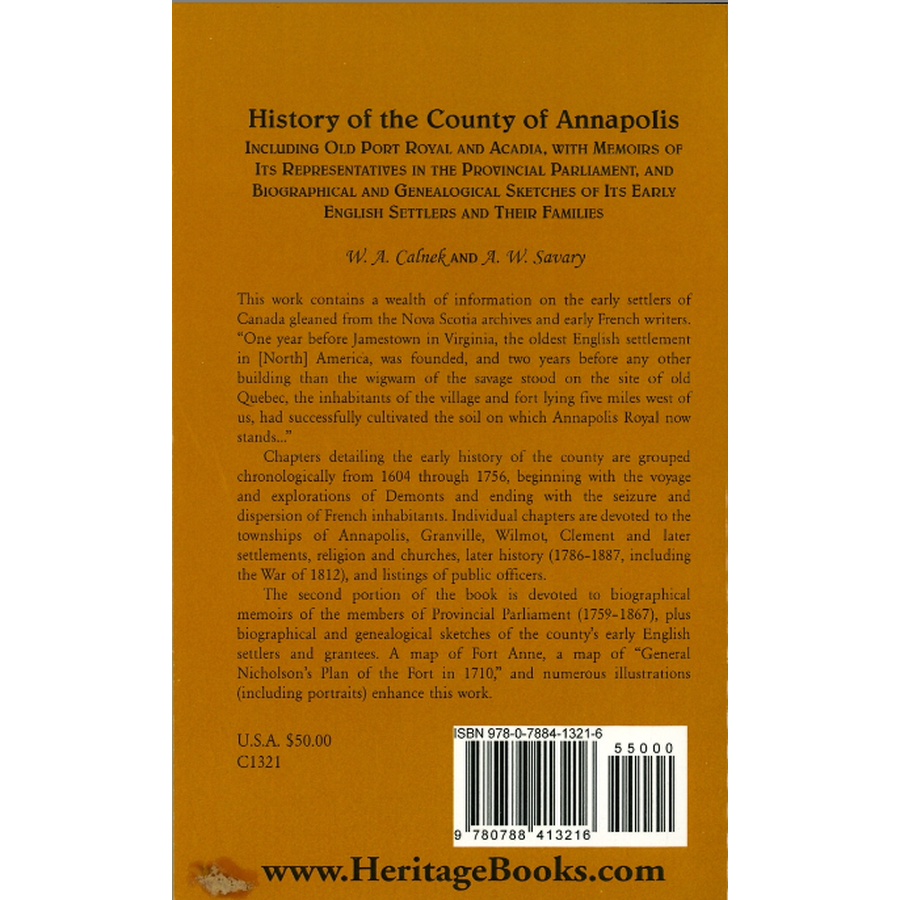 History of the County of Annapolis [Canada] back cover