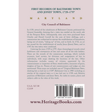 First Records of Baltimore Town and Jones' Town [Maryland], 1729-1797 back cover