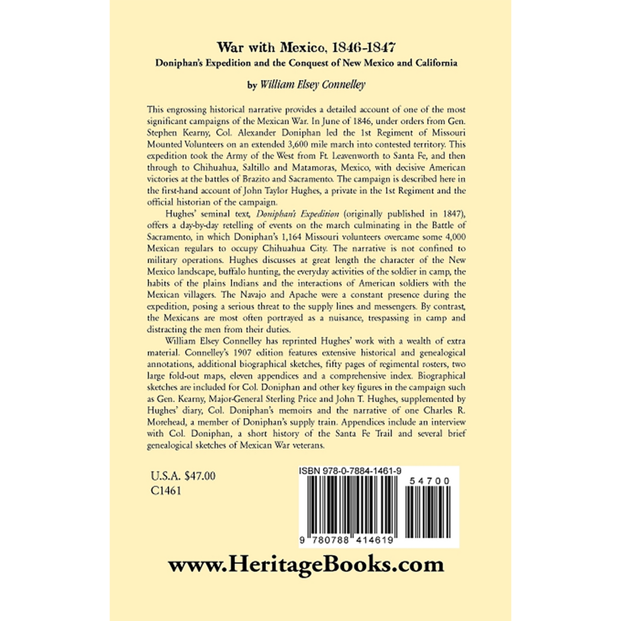 War with Mexico, 1846-1847: Doniphan's Expedition and the Conquest of New Mexico and California back cover