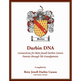 Durbin DNA: Connections for Betty Jewell Durbin Carson, Parents through 5th Grandparents