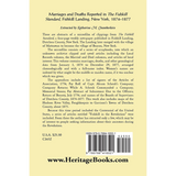 Marriages and Deaths Reported in The Fishkill Standard, Fishkill Landing, New York, 1874-1877 back cover