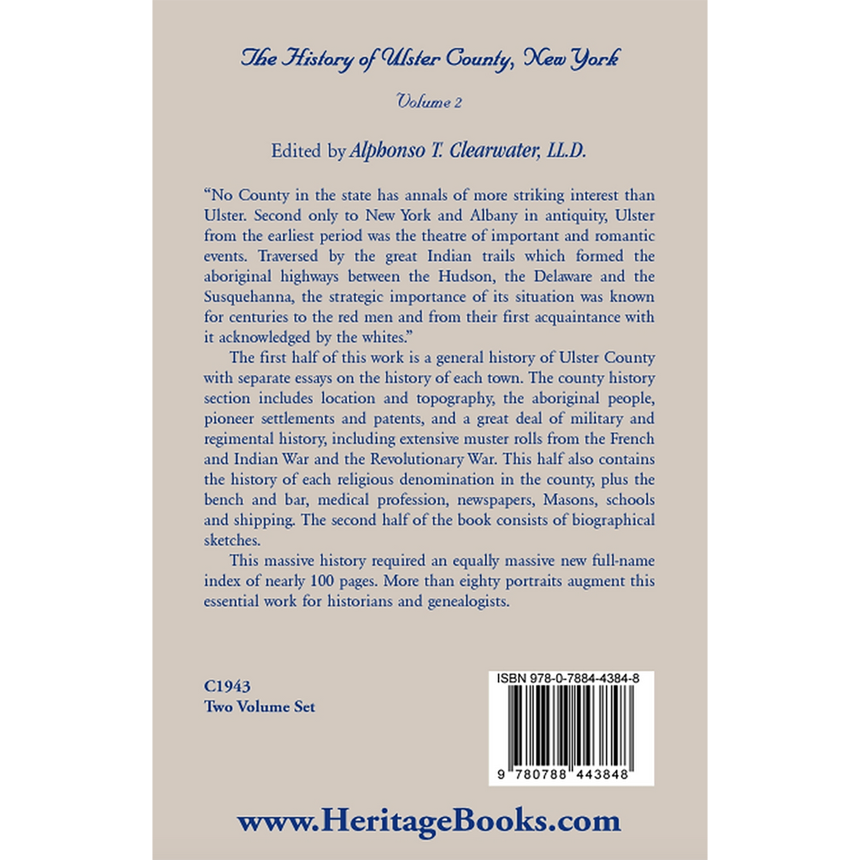 The History of Ulster County, New York Volume 2 back cover