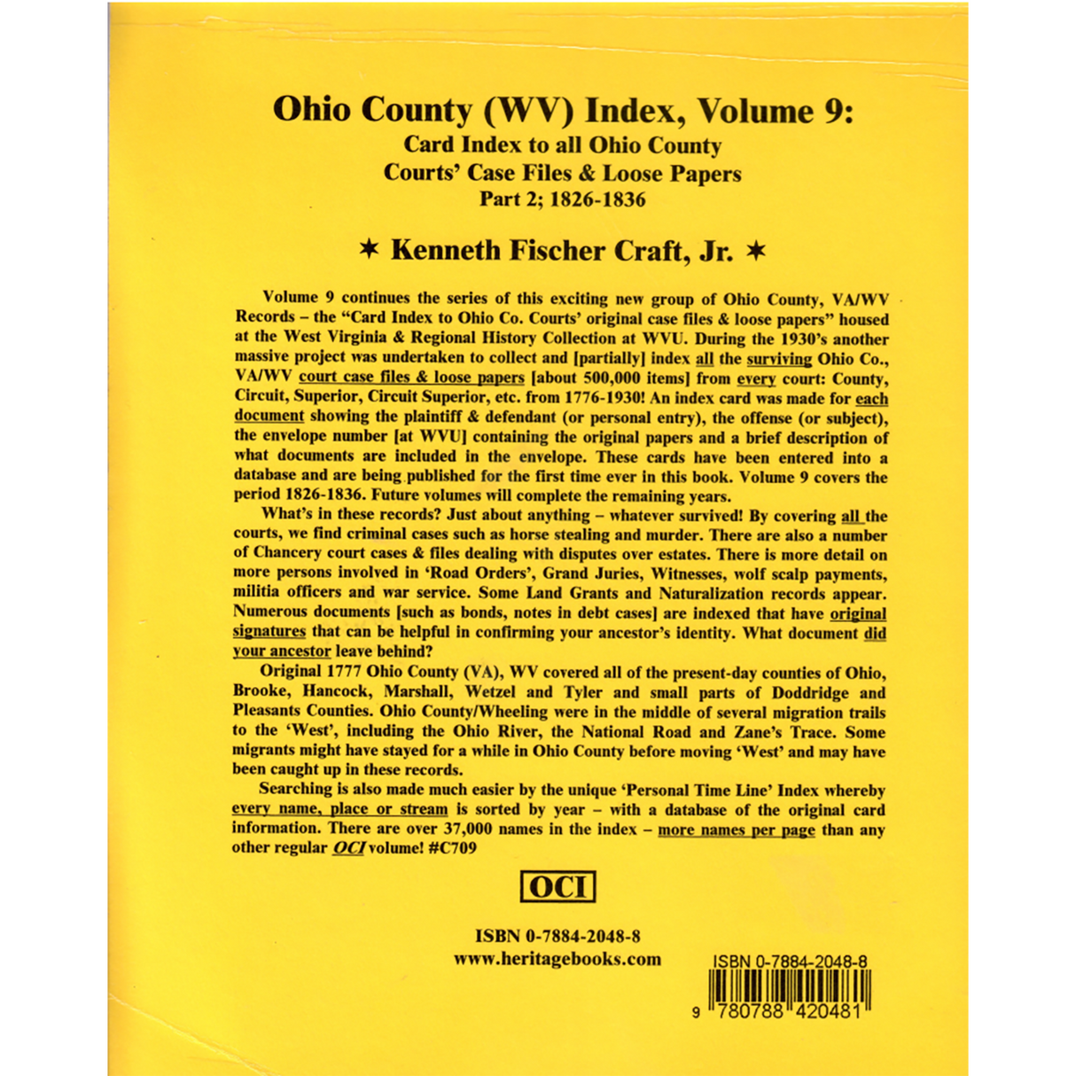 Ohio County (West Virginia) Index, Volume 9 back cover