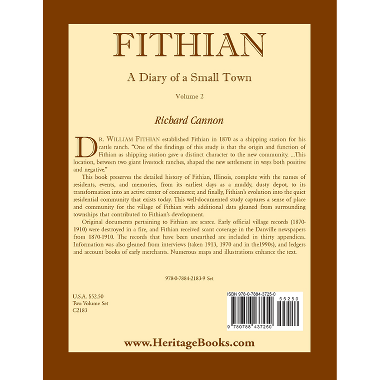 Fithian [Illinois]: A Diary of a Small Town, Volume 2 back cover