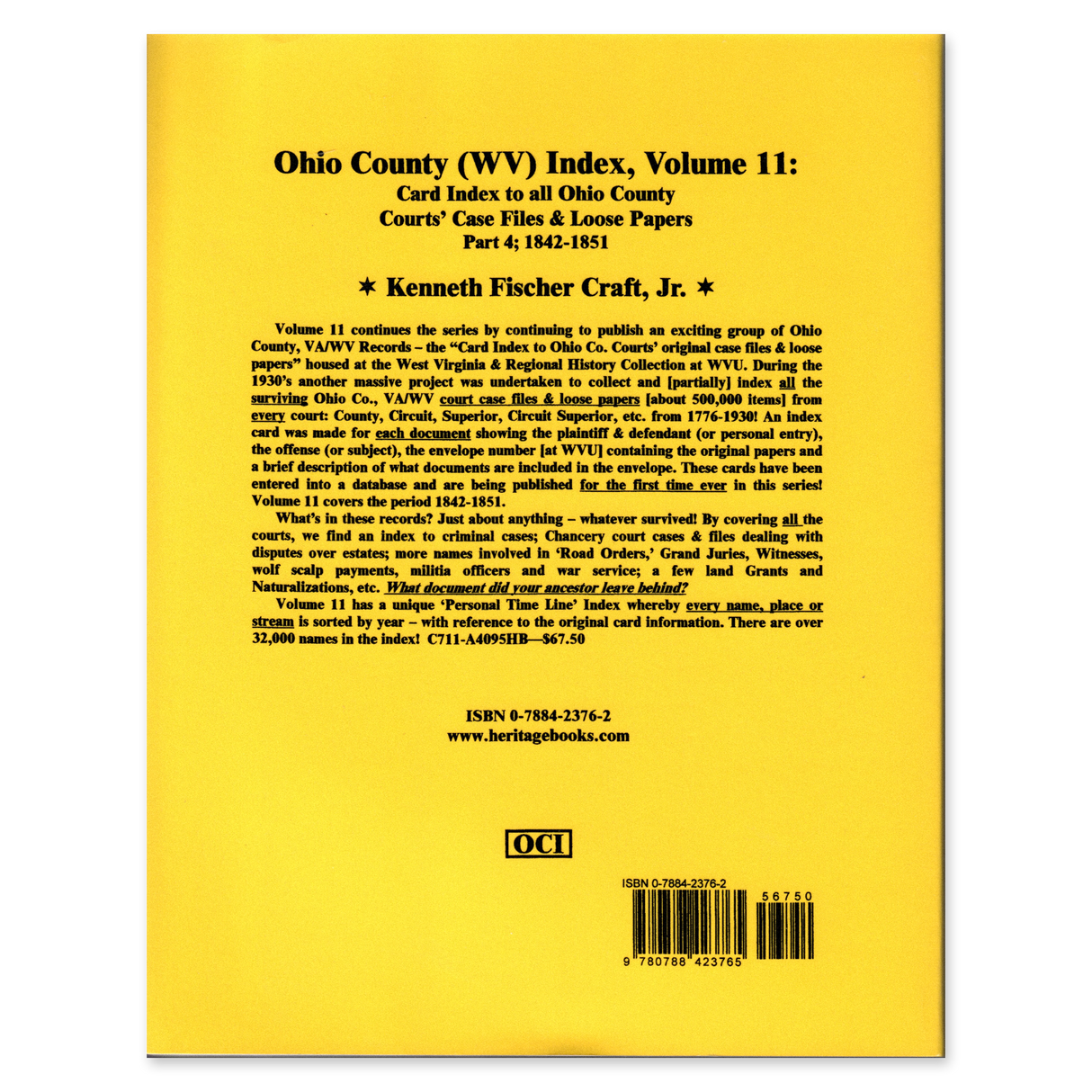 Ohio County (West Virginia) Index, Volume 11 back cover