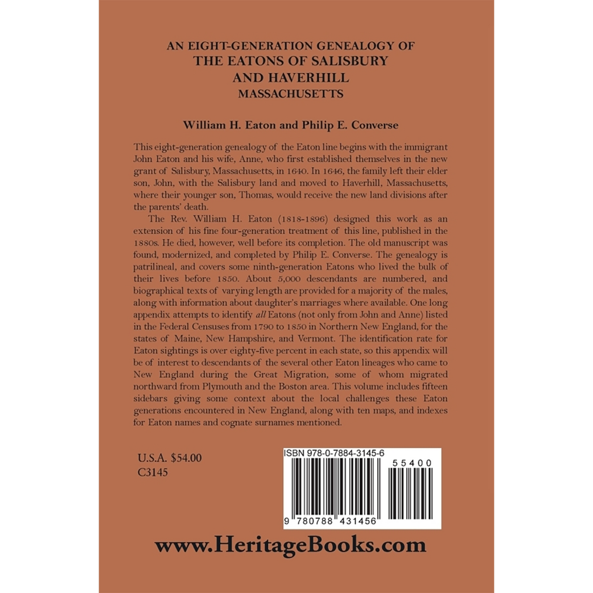 An Eight-Generation Genealogy of the Eatons of Salisbury and Haverhill, Massachusetts back cover