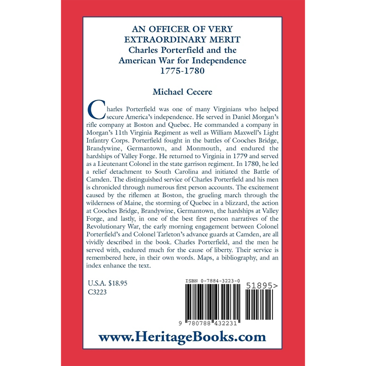An Officer of Very Extraordinary Merit: Charles Porterfield and the American War for Independence: 1775-1780 back cover