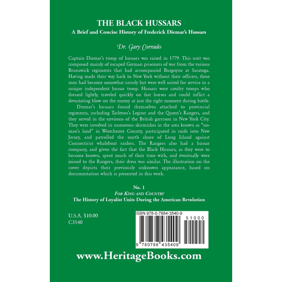The Black Hussars: A Brief and Concise History of Frederick Diemar's Hussars back cover