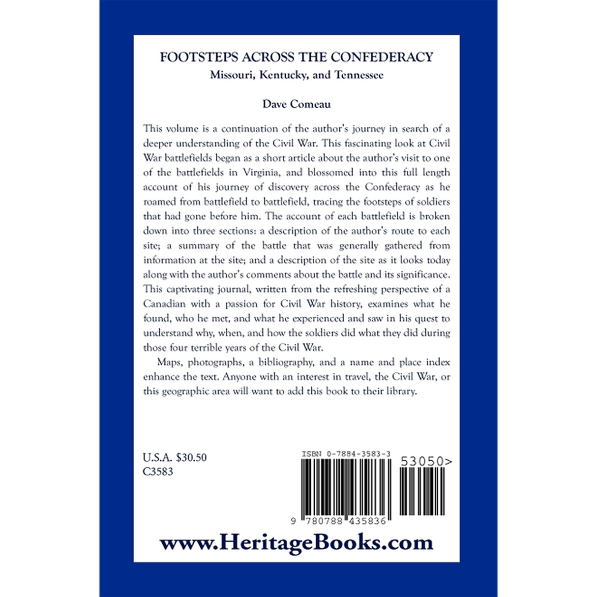 Footsteps Across the Confederacy: Missouri, Kentucky and Tennessee back cover