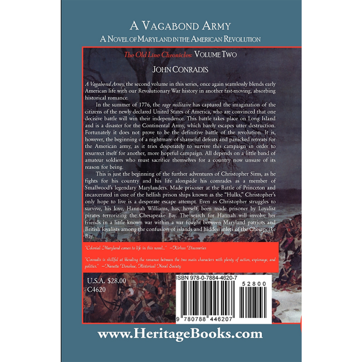 A Vagabond Army: A Novel of Maryland in the American Revolution; Volume Two of The Old Line Chronicles back cover