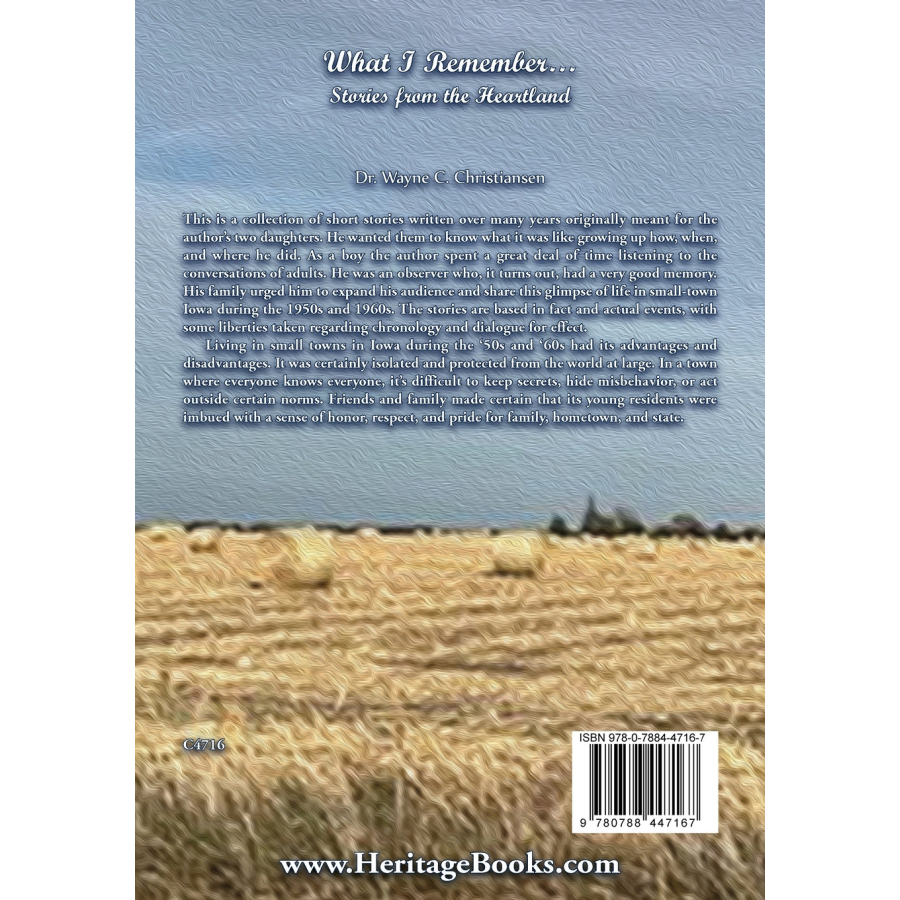 What I Remember... Stories from the Heartland back cover