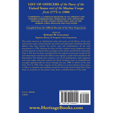 List of Officers of the Navy of the United States and of the Marine Corps from 1775-1900 [hardcover] back cover