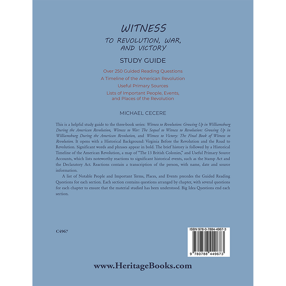 Witness to Revolution, War, and Victory Study Guide back cover