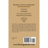 Records of the City of Baltimore (Supplement) [Maryland], 1729-1813: List of Levels and Establishments back cover
