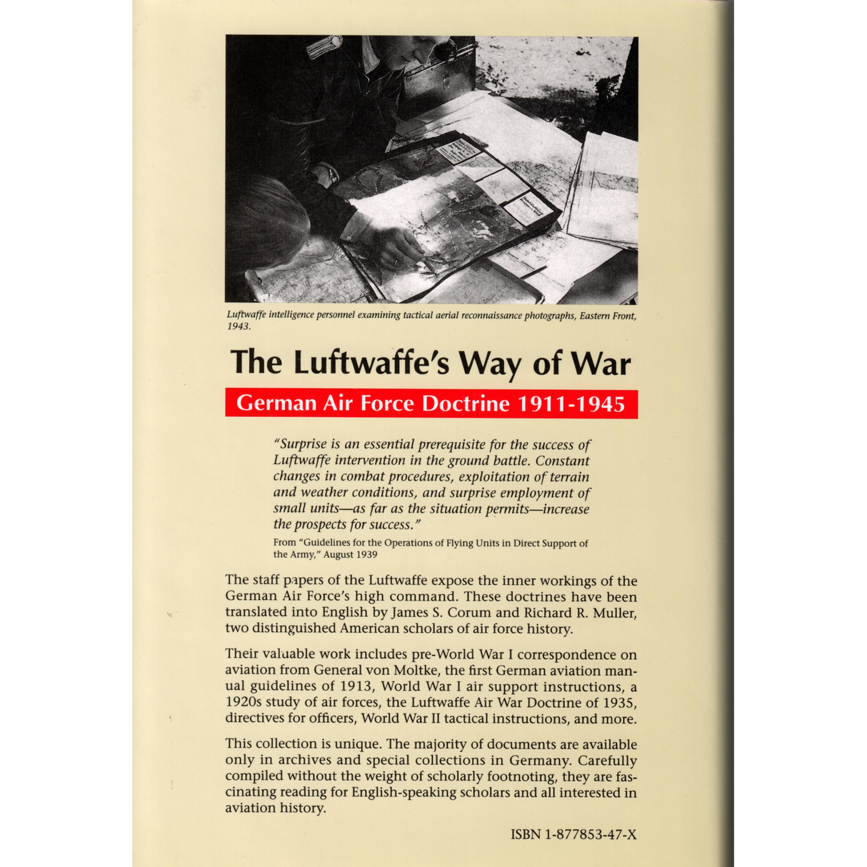 The Luftwaffe's Way of War: German Air Force Doctrine 1911-1945 back cover