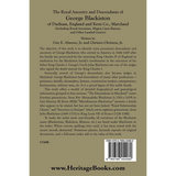 The Royal Ancestry and Descendants of George Blackiston of Durham, England and Kent County, Maryland back cover