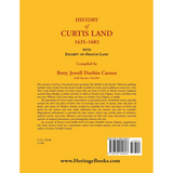 History of Curtis Land, 1635-1683: With Excerpt on Francis Land back cover