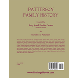Patterson Family History back cover