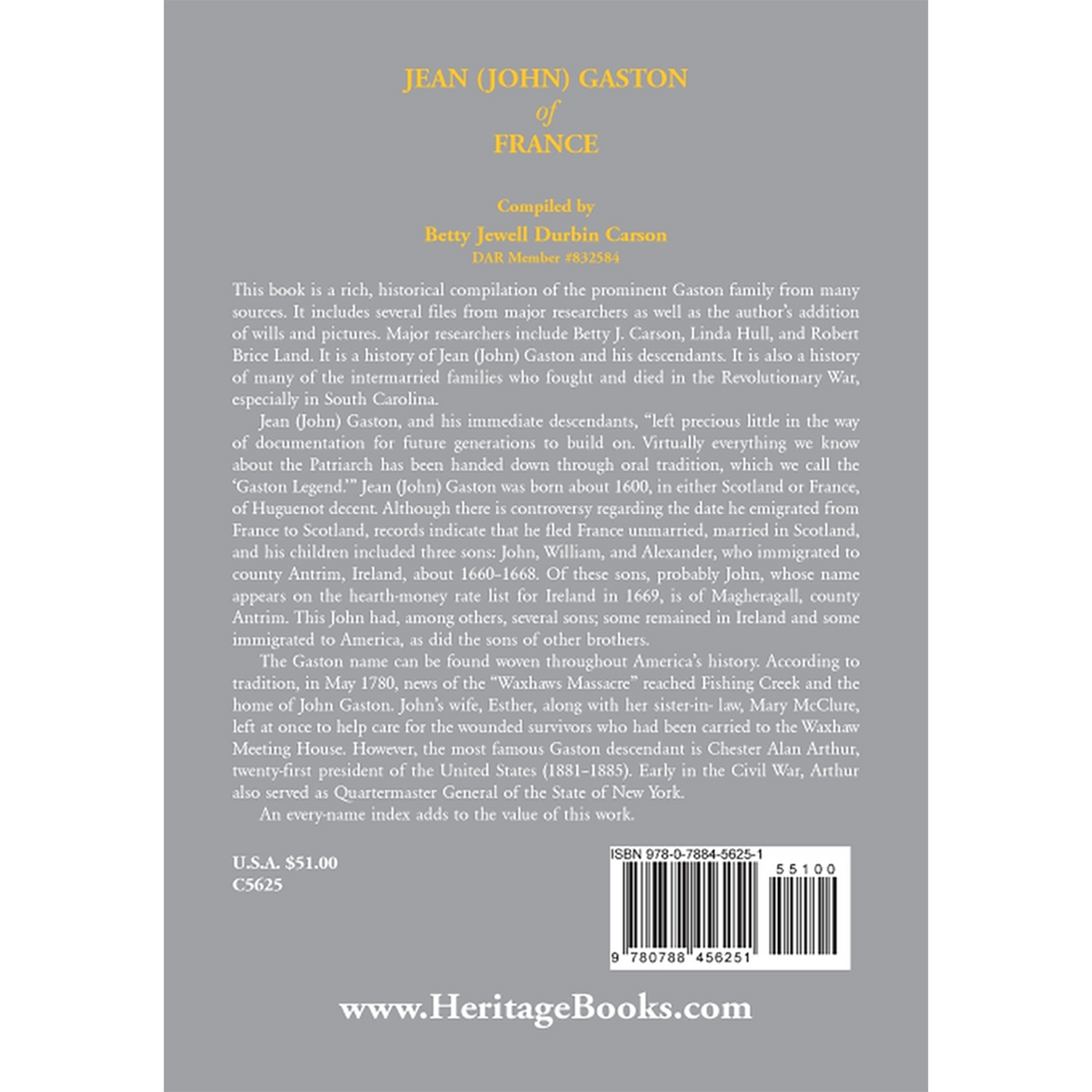 Jean (John) Gaston of France back cover