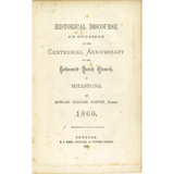 Historical Discourse on Occasion of the Centennial Anniversary of the Reformed Dutch Church of Millstone 1866 back cover