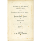 Historical Discourse on Occasion of the Centennial Anniversary of the Reformed Dutch Church of Millstone 1866 back cover
