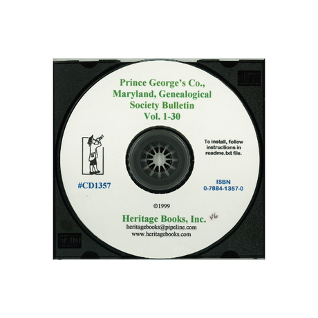 CD-Prince George's County, Maryland Genealogical Society Bulletin, Volumes 1-30