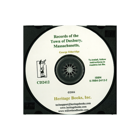 CD-Copy of the Old Records of the Town of Duxbury, Massachusetts from 1642 to 1770