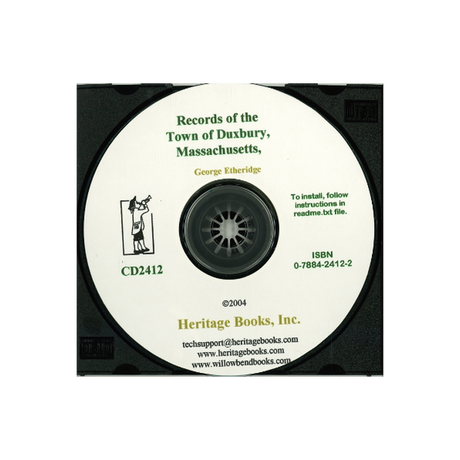 CD-Copy of the Old Records of the Town of Duxbury, Massachusetts from 1642 to 1770