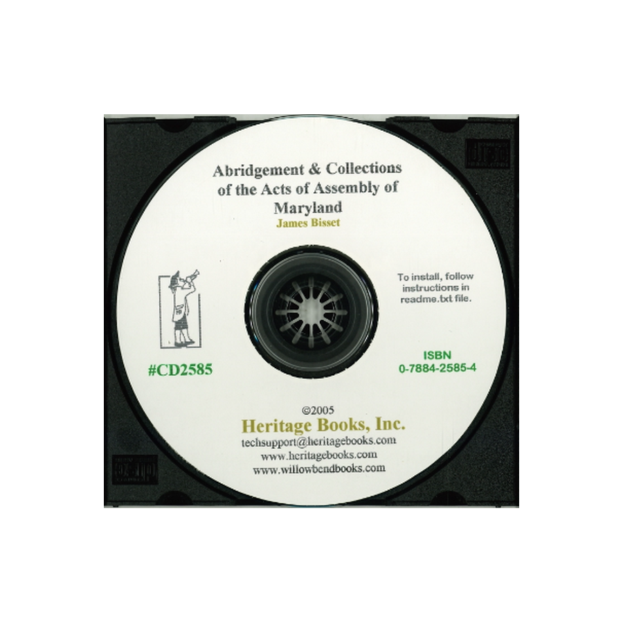 CD-Abridgement and Collection of the Acts of Assembly of the Province of Maryland