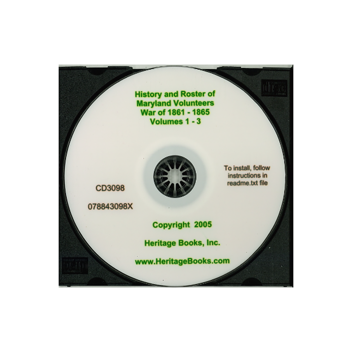 CD-History and Roster of Maryland Volunteers, War of 1861-1865, Volumes 1-3