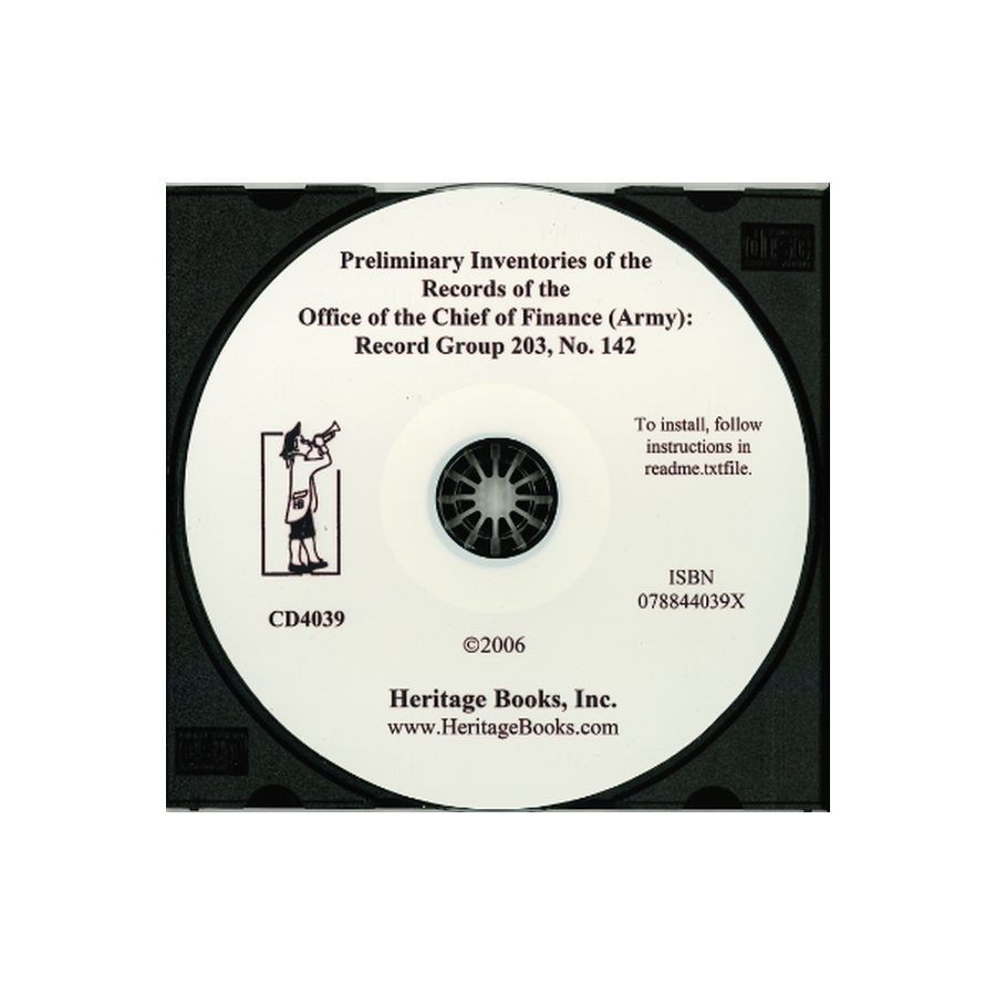 CD-Preliminary Inventory No. 142 and Supplement, Records of the Office of the Chief of Finance (Army), Record Group 203