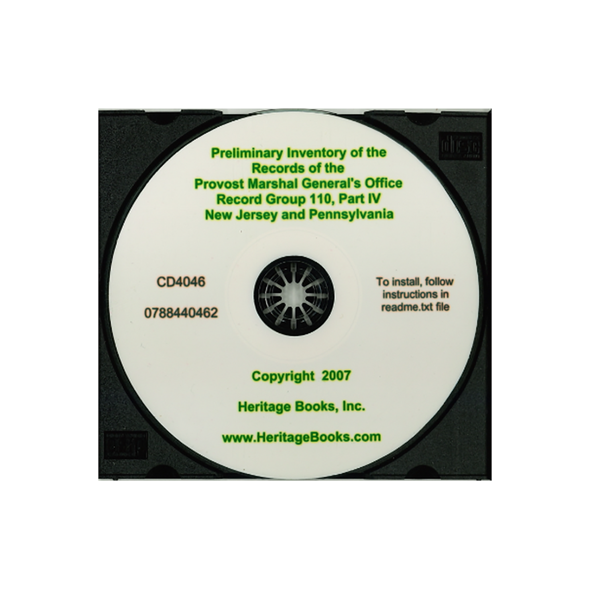 CD-Preliminary Inventory of the Records of the Provost Marshal General's Bureau (Civil War), Record Group 110, Part IV, New Jersey and Pennsylvania