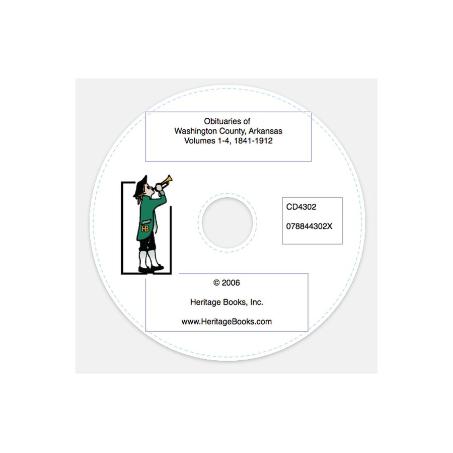 CD-Obituaries of Washington County, Arkansas, Volumes 1-4, 1841-1912
