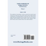 Early Families of York County, Pennsylvania, Volume 1 back cover