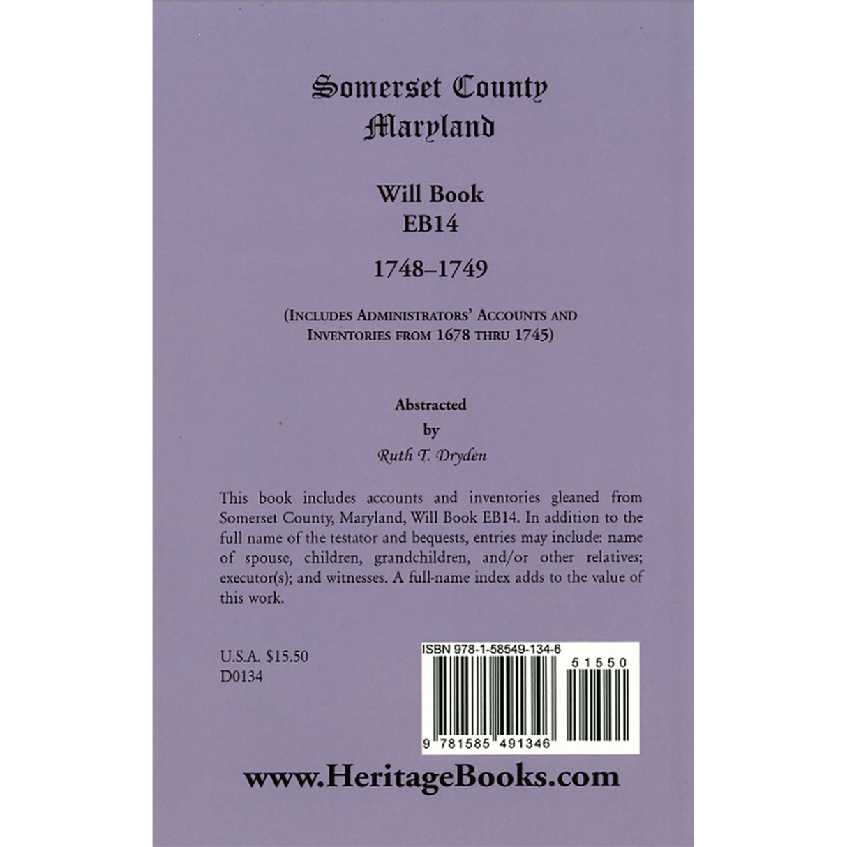 Somerset County, Maryland Will Book EB14, 1748-1749 back cover