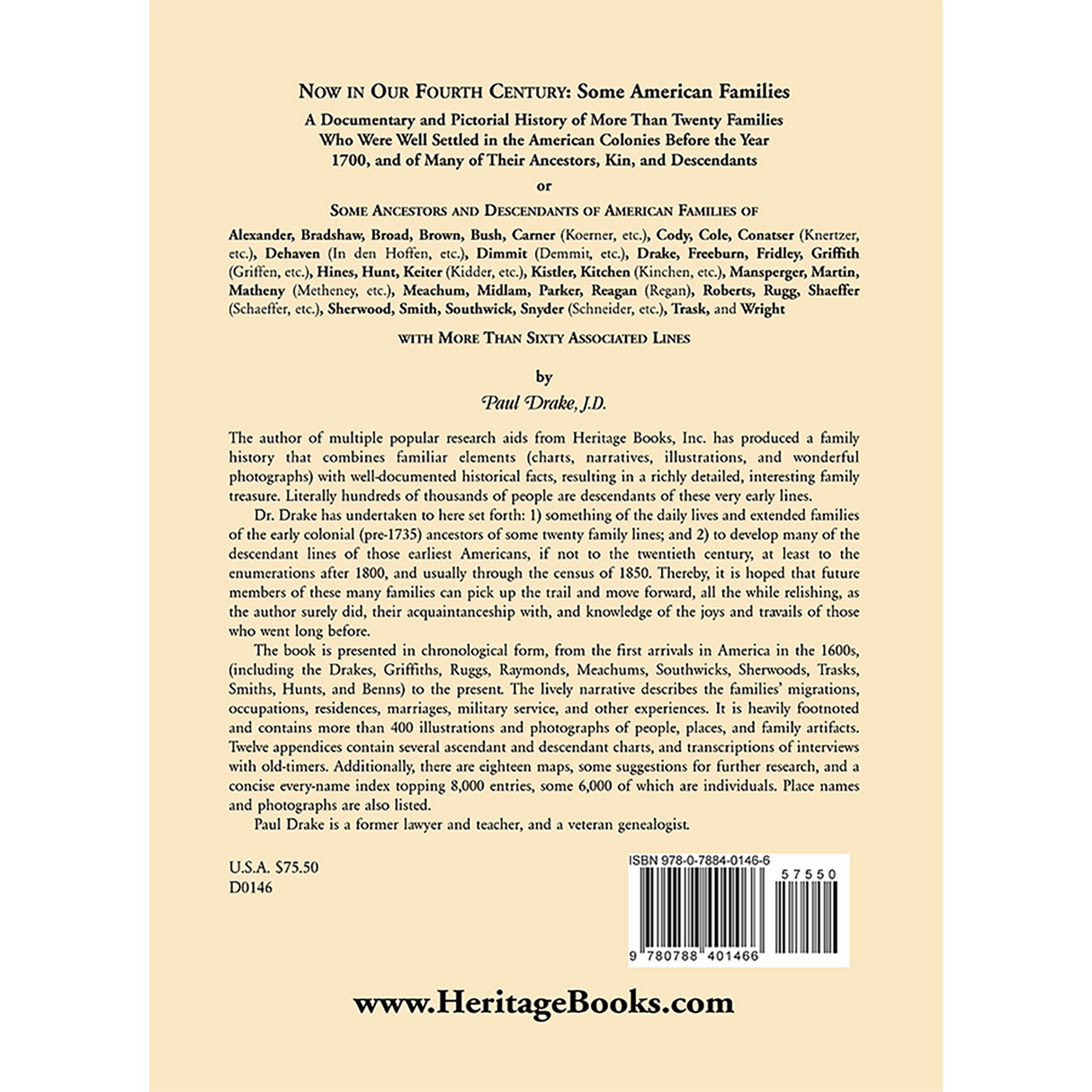Now in our Fourth Century: Some American Families back cover